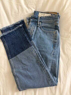 Rag & Bone Two-Tone Indigo Denim Straight Leg Cuff Jean | Size 27